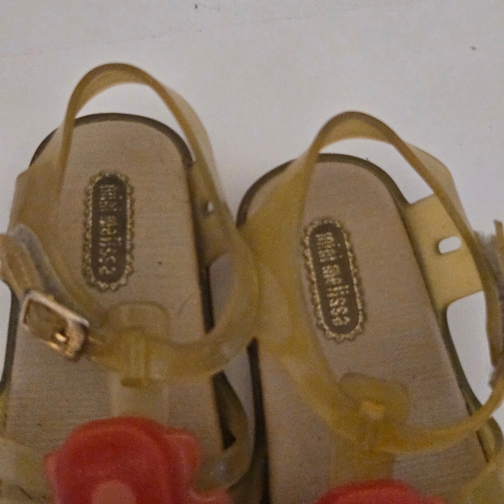 Mini Melissa Aranha Popsicle Jelly Sandals Yellow Red Kids Size 7 USA